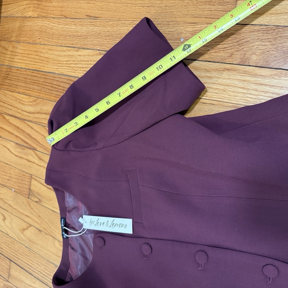 For Love & Lemons NWT Selena Burgundy Short Sleeve Blazer Top‎ Size XL - Picture 8 of 10